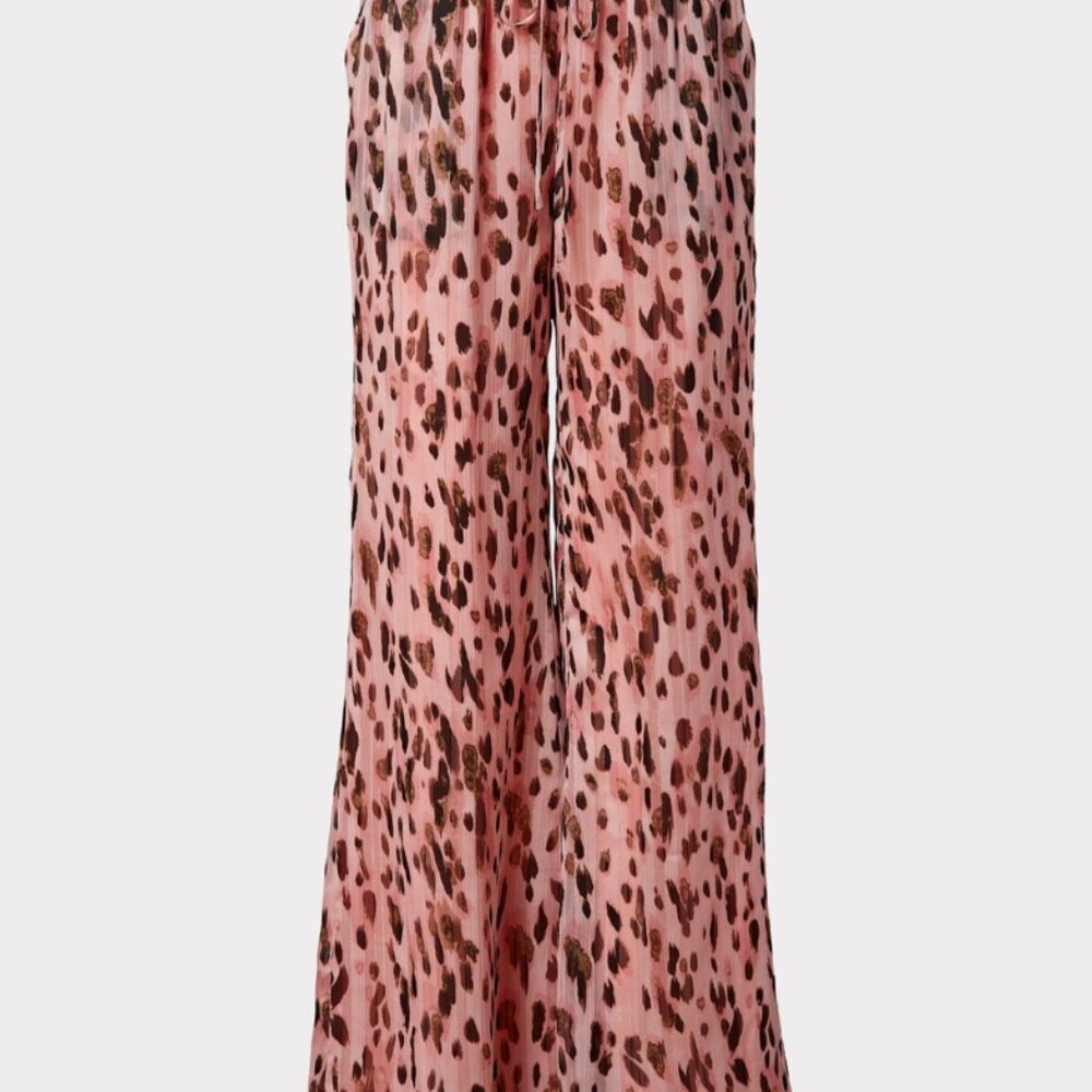 NWOT MILLY METALLIC LEOPARD STRIPE BURNOUT TRACK PANTS IN PINK MULTI S